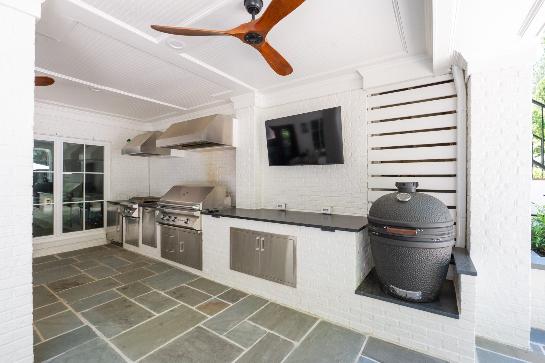 The outdoor kitchen on the Serrano's patio.