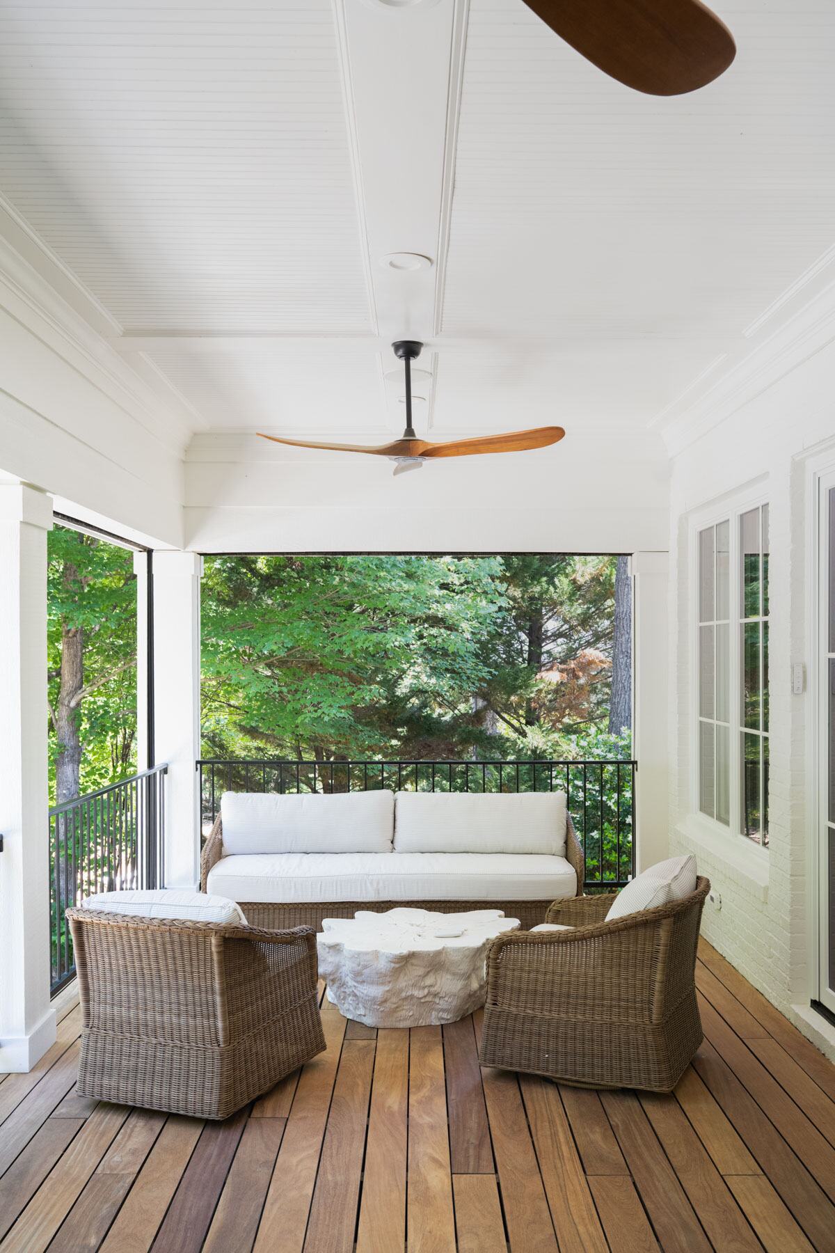 The covered deck in the Serrano's backyard.