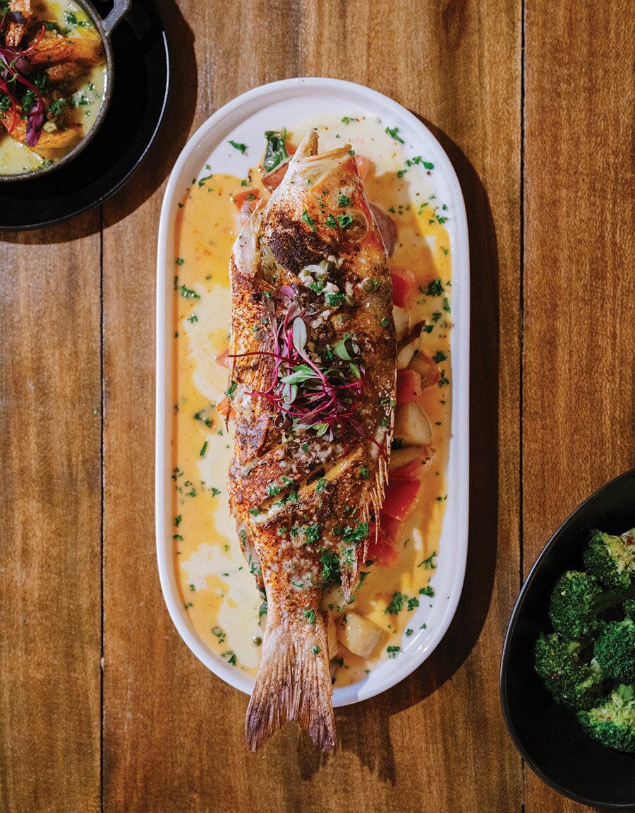 An oven-roasted whole snapper from Nerra.