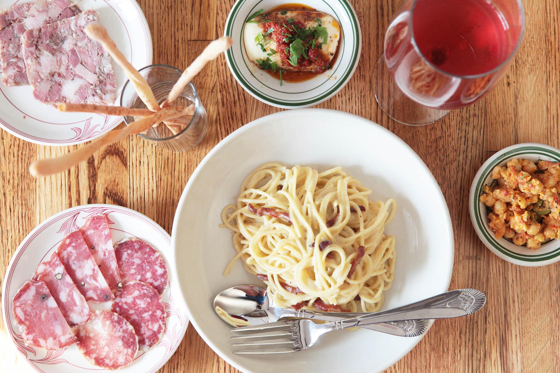 Spaghetti, antipasti and sides from Gocciolina.