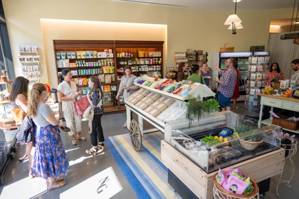 Customers shopping in Nanny Goat Market in Research Triangle Park. 