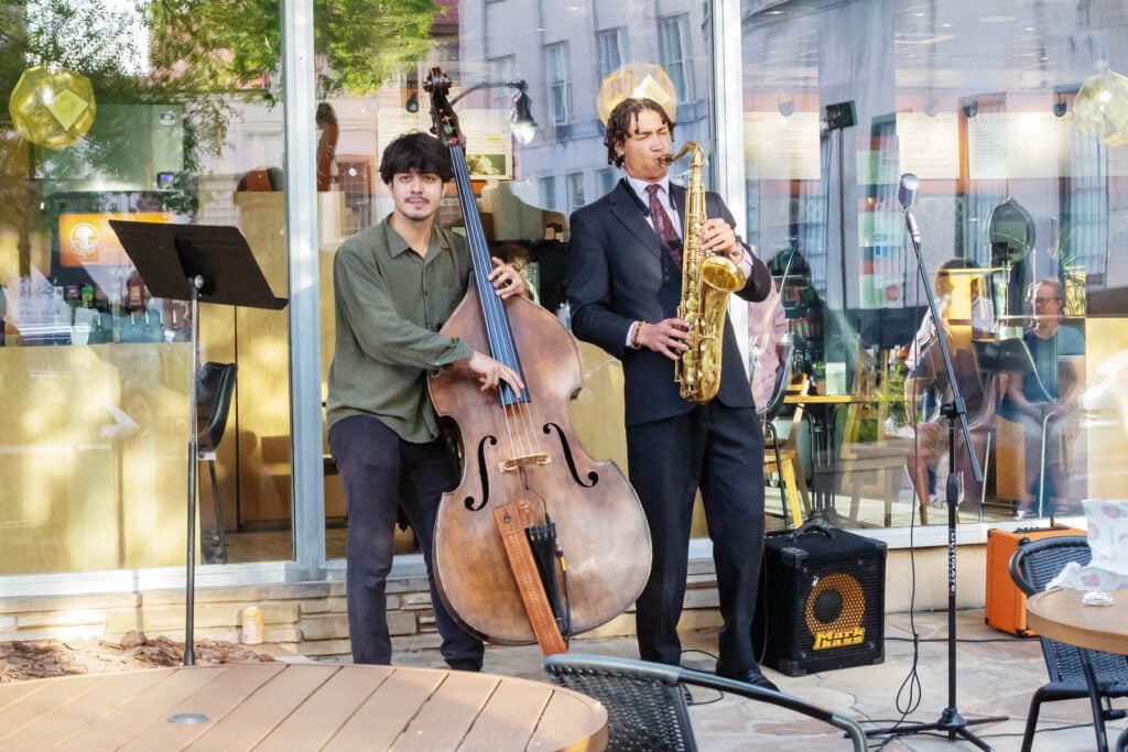 N.C. Central students play music for Third Friday attendees to enjoy.