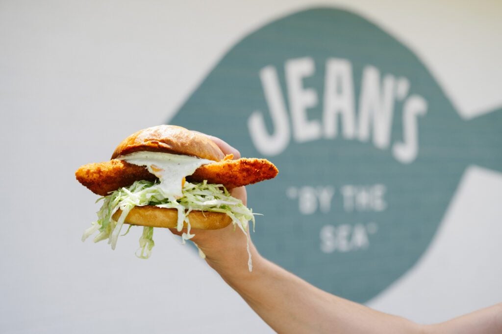 Crispy cod sandwich from Jean's "By the Sea" in Durham.