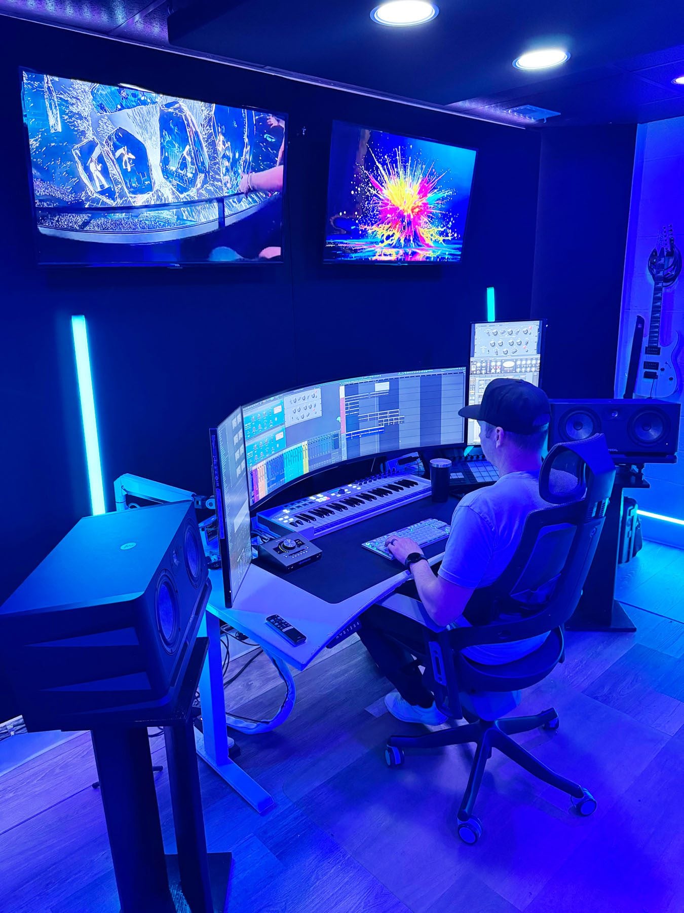 Mack Geary works at the recording console inside Tunes Recording Studio